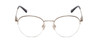 Front View of Ernest Hemingway H4858 Designer Reading Eye Glasses with Custom Cut Powered Lenses in Shiny Silver/Grey Crystal Tips Unisex Round Semi-Rimless Stainless Steel 49 mm