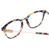 Close Up View of Ernest Hemingway H4859 Designer Progressive Lens Prescription Rx Eyeglasses in Blue Rose Plum Yellow Tortoise Havana Silver Ladies Cateye Full Rim Acetate 50 mm