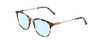 Profile View of Ernest Hemingway H4859 Designer Blue Light Blocking Eyeglasses in Blue Rose Plum Yellow Tortoise Havana Silver Ladies Cateye Full Rim Acetate 50 mm