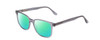 Profile View of Ernest Hemingway H4860 Designer Polarized Reading Sunglasses with Custom Cut Powered Green Mirror Lenses in Grey Blue Crystal Unisex Cateye Full Rim Acetate 52 mm