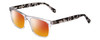Profile View of Ernest Hemingway H4861 Designer Polarized Sunglasses with Custom Cut Red Mirror Lenses in Clear Crystal/Grey Black Tortoise Havana Unisex Cateye Full Rim Acetate 55 mm