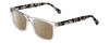 Profile View of Ernest Hemingway H4861 Designer Polarized Sunglasses with Custom Cut Amber Brown Lenses in Clear Crystal/Grey Black Tortoise Havana Unisex Cateye Full Rim Acetate 55 mm