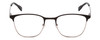 Front View of Ernest Hemingway H4862 Designer Reading Eye Glasses with Custom Cut Powered Lenses in Satin Black/Silver Geometric Pattern Unisex Cateye Full Rim Stainless Steel 52 mm