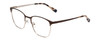 Profile View of Ernest Hemingway H4862 Designer Reading Eye Glasses with Custom Cut Powered Lenses in Satin Brown/Silver Geometric Pattern Unisex Cateye Full Rim Stainless Steel 52 mm