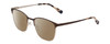 Profile View of Ernest Hemingway H4862 Designer Polarized Reading Sunglasses with Custom Cut Powered Amber Brown Lenses in Satin Brown/Silver Geometric Pattern Unisex Cateye Full Rim Stainless Steel 52 mm