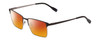 Profile View of Ernest Hemingway H4863 Designer Polarized Sunglasses with Custom Cut Red Mirror Lenses in Satin Black/Silver Geometric Pattern Unisex Rectangle Full Rim Stainless Steel 52 mm