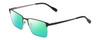 Profile View of Ernest Hemingway H4863 Designer Polarized Reading Sunglasses with Custom Cut Powered Green Mirror Lenses in Satin Black/Silver Geometric Pattern Unisex Rectangle Full Rim Stainless Steel 52 mm