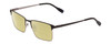 Profile View of Ernest Hemingway H4863 Designer Polarized Reading Sunglasses with Custom Cut Powered Sun Flower Yellow Lenses in Satin Black/Silver Geometric Pattern Unisex Rectangle Full Rim Stainless Steel 52 mm