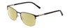 Profile View of Ernest Hemingway H4864 Designer Polarized Reading Sunglasses with Custom Cut Powered Sun Flower Yellow Lenses in Matte Black Satin Silver Unisex Cateye Full Rim Stainless Steel 58 mm