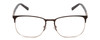 Front View of Ernest Hemingway H4864 Designer Bi-Focal Prescription Rx Eyeglasses in Matte Brown Satin Silver Unisex Cateye Full Rim Stainless Steel 58 mm