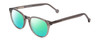 Profile View of Ernest Hemingway H4865 Designer Polarized Reading Sunglasses with Custom Cut Powered Green Mirror Lenses in Grey Mist Crystal/Rounded Tips Unisex Cateye Full Rim Acetate 49 mm