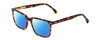 Profile View of Ernest Hemingway H4866 Designer Polarized Reading Sunglasses with Custom Cut Powered Blue Mirror Lenses in Brown Amber Tortoise/Silver Accent Unisex Cateye Full Rim Acetate 51 mm