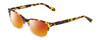 Profile View of Ernest Hemingway H4869 Designer Polarized Sunglasses with Custom Cut Red Mirror Lenses in Brown Amber Tortoise Havana/Clear Crystal Fade/Silver Accent Unisex Cateye Full Rim Acetate 53 mm