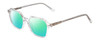 Profile View of Ernest Hemingway H4872 Designer Polarized Reading Sunglasses with Custom Cut Powered Green Mirror Lenses in Clear Crystal/Silver Glitter Accent Unisex Square Full Rim Acetate 50 mm