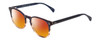 Profile View of Ernest Hemingway H4873 Designer Polarized Sunglasses with Custom Cut Red Mirror Lenses in Navy Blue Fade Unisex Cateye Full Rim Acetate 51 mm