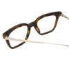 Close Up View of Ernest Hemingway H4875 Designer Progressive Lens Prescription Rx Eyeglasses in Gloss Black Amber Brown Tortoise Havana Layered/Patterned Gold Accent Unisex Cateye Full Rim Acetate 48 mm