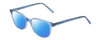 Profile View of Ernest Hemingway H4876 Designer Polarized Sunglasses with Custom Cut Blue Mirror Lenses in Shiny Blue Crystal/Silver Accents Unisex Cateye Full Rim Acetate 53 mm