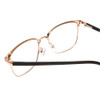Close Up View of Ernest Hemingway H4890 Designer Progressive Lens Prescription Rx Eyeglasses in Gloss Black/Shiny Gold Unisex Cateye Full Rim Stainless Steel 53 mm