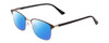 Profile View of Ernest Hemingway H4890 Designer Polarized Sunglasses with Custom Cut Blue Mirror Lenses in Gloss Black/Shiny Gold Unisex Cateye Full Rim Stainless Steel 53 mm