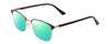 Profile View of Ernest Hemingway H4890 Designer Polarized Reading Sunglasses with Custom Cut Powered Green Mirror Lenses in Gloss Black/Shiny Gold Unisex Cateye Full Rim Stainless Steel 53 mm