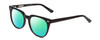 Profile View of Ernest Hemingway H4900 Designer Polarized Reading Sunglasses with Custom Cut Powered Green Mirror Lenses in Gloss Black/Silver Accents Unisex Cateye Full Rim Acetate 52 mm
