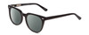 Profile View of Ernest Hemingway H4900 Designer Polarized Reading Sunglasses with Custom Cut Powered Smoke Grey Lenses in Gloss Black/Silver Accents Unisex Cateye Full Rim Acetate 52 mm