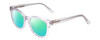 Profile View of Ernest Hemingway H4901 Designer Polarized Reading Sunglasses with Custom Cut Powered Green Mirror Lenses in Clear Crystal/Silver Glitter Accent Ladies Cateye Full Rim Acetate 51 mm