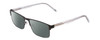 Profile View of Ernest Hemingway H4902 Designer Polarized Sunglasses with Custom Cut Smoke Grey Lenses in Matte Satin Black/Clear Crystal Mens Rectangle Full Rim Stainless Steel 57 mm