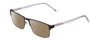 Profile View of Ernest Hemingway H4902 Designer Polarized Sunglasses with Custom Cut Amber Brown Lenses in Matte Satin Black/Clear Crystal Mens Rectangle Full Rim Stainless Steel 57 mm