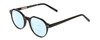Profile View of Ernest Hemingway H4907 Designer Progressive Lens Blue Light Blocking Eyeglasses in Black Ladies Round Full Rim Acetate 48 mm