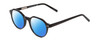 Profile View of Ernest Hemingway H4907 Designer Polarized Sunglasses with Custom Cut Blue Mirror Lenses in Black Ladies Round Full Rim Acetate 48 mm