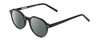 Profile View of Ernest Hemingway H4907 Designer Polarized Sunglasses with Custom Cut Smoke Grey Lenses in Black Ladies Round Full Rim Acetate 48 mm