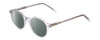 Profile View of Ernest Hemingway H4907 Designer Polarized Reading Sunglasses with Custom Cut Powered Smoke Grey Lenses in Clear Crystal Ladies Round Full Rim Acetate 48 mm