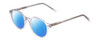 Profile View of Ernest Hemingway H4907 Designer Polarized Reading Sunglasses with Custom Cut Powered Blue Mirror Lenses in Clear Crystal Ladies Round Full Rim Acetate 48 mm