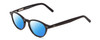 Profile View of Ernest Hemingway H4912 Designer Polarized Sunglasses with Custom Cut Blue Mirror Lenses in Gloss Black/Silver Accents Unisex Round Full Rim Acetate 47 mm