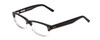 Profile View of Ernest Hemingway H4913 Designer Blue Light Blocking Eyeglasses in Gloss Black Clear Crystal 2 Tone/Silver Studs Unisex Rectangle Full Rim Acetate 50 mm