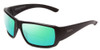 Profile View of Smith Optics Operators Choice Elite Designer Polarized Reading Sunglasses with Custom Cut Powered Green Mirror Lenses in Matte Black Unisex Wrap Full Rim Acetate 62 mm