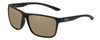 Profile View of Smith Optics Riptide Designer Polarized Sunglasses with Custom Cut Amber Brown Lenses in Matte Black Unisex Rectangle Full Rim Acetate 57 mm
