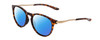 Profile View of Smith Optics Wander Designer Polarized Sunglasses with Custom Cut Blue Mirror Lenses in Tortoise Havana Brown Gold Unisex Round Full Rim Acetate 55 mm