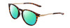 Profile View of Smith Optics Wander Designer Polarized Reading Sunglasses with Custom Cut Powered Green Mirror Lenses in Tortoise Havana Brown Gold Unisex Round Full Rim Acetate 55 mm