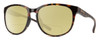 Profile View of Smith Optics Lake Shasta Designer Polarized Reading Sunglasses with Custom Cut Powered Sun Flower Yellow Lenses in Tortoise Havana Brown Gold Unisex Cateye Full Rim Acetate 56 mm