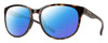 Profile View of Smith Optics Lake Shasta Designer Polarized Reading Sunglasses with Custom Cut Powered Blue Mirror Lenses in Tortoise Havana Brown Gold Unisex Cateye Full Rim Acetate 56 mm
