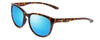 Profile View of Smith Optics Lake Shasta Designer Polarized Reading Sunglasses with Custom Cut Powered Blue Mirror Lenses in Tortoise Havana Gold Unisex Cateye Full Rim Acetate 56 mm