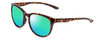 Profile View of Smith Optics Lake Shasta Designer Polarized Reading Sunglasses with Custom Cut Powered Green Mirror Lenses in Tortoise Havana Gold Unisex Cateye Full Rim Acetate 56 mm