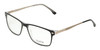 Profile View of Big and Tall 22 Designer Blue Light Blocking Eyeglasses in Black/Clear Crystal Unisex Square Full Rim Acetate 58 mm