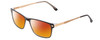Profile View of Big and Tall 22 Designer Polarized Sunglasses with Custom Cut Red Mirror Lenses in Black/Clear Crystal Unisex Square Full Rim Acetate 58 mm