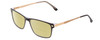 Profile View of Big and Tall 22 Designer Polarized Reading Sunglasses with Custom Cut Powered Sun Flower Yellow Lenses in Black/Clear Crystal Unisex Square Full Rim Acetate 58 mm