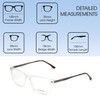 Dimensions View of Big and Tall 22 Unisex Square Designer Reading Glasses Transparent Crystal 58 mm