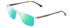 Profile View of Big and Tall 22 Designer Polarized Reading Sunglasses with Custom Cut Powered Green Mirror Lenses in Crystal Clear Unisex Square Full Rim Acetate 58 mm