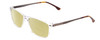 Profile View of Big and Tall 22 Designer Polarized Reading Sunglasses with Custom Cut Powered Sun Flower Yellow Lenses in Crystal Clear Unisex Square Full Rim Acetate 58 mm